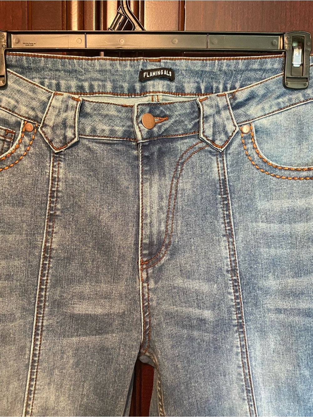 Flamingoals Women’s Boot Cut Jeans (bottoms cut, distressed &shortened)